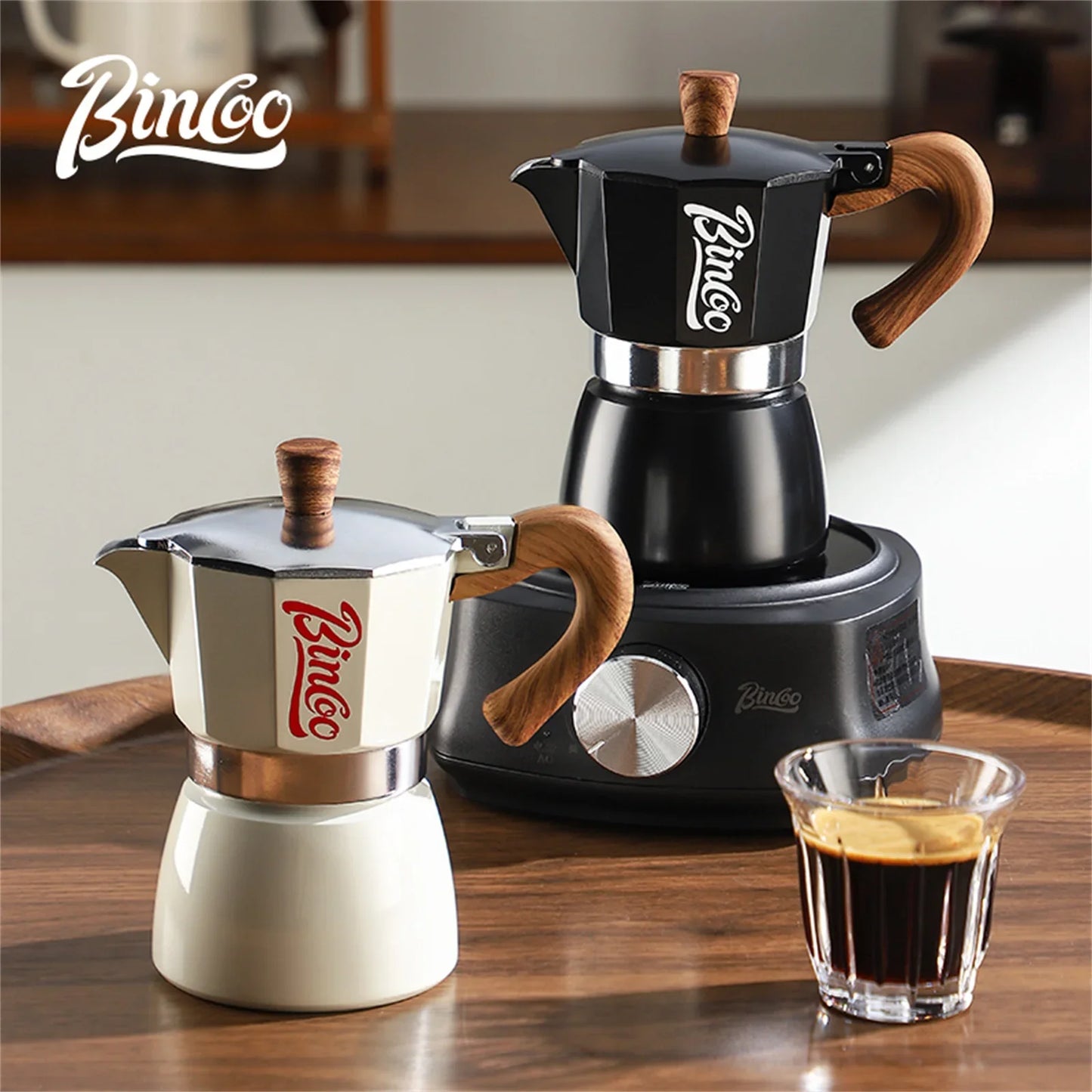BINCOO 300ml Aluminum Moka Pot 6-Cup Espresso Maker Stove Top Coffee