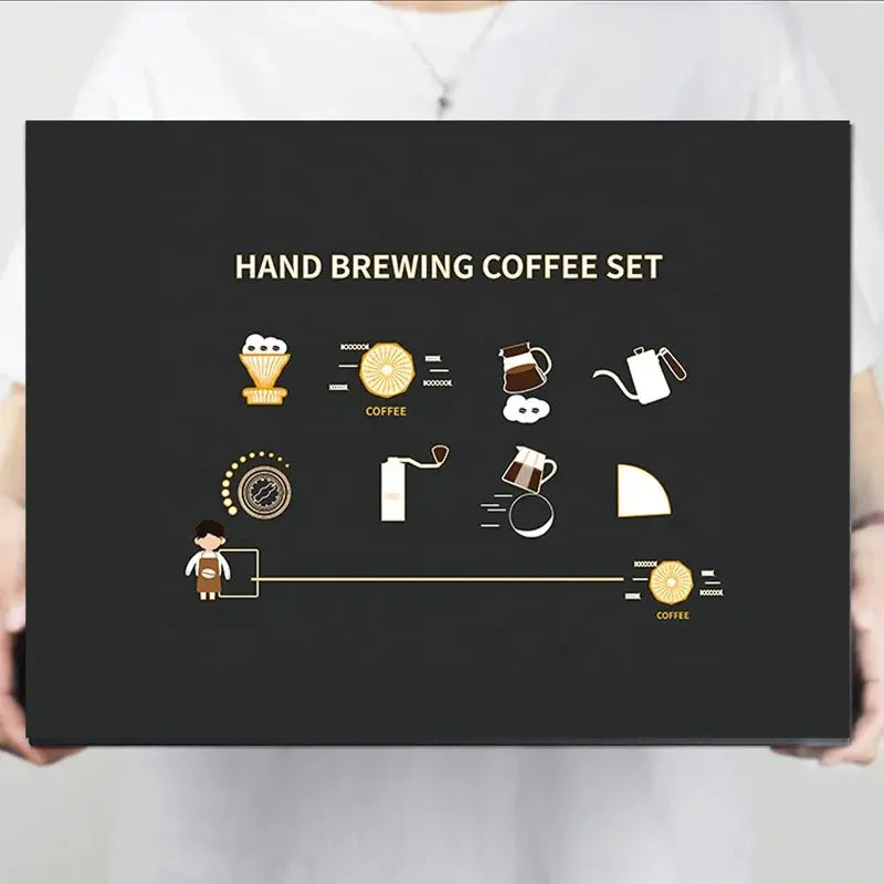 Terra Beans Coffee Lovers Gift Set with Manual Grinder French Press Mug Scoop Infuser