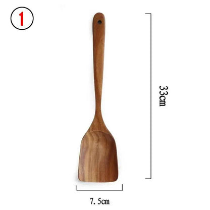 Teak Wood Kitchen Utensil Set Spoon Ladle Turner Durable Eco-Friendly