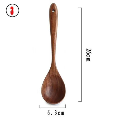 Teak Wood Kitchen Utensil Set Spoon Ladle Turner Durable Eco-Friendly