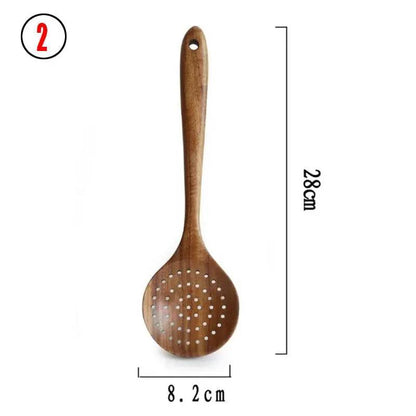 Teak Wood Kitchen Utensil Set Spoon Ladle Turner Durable Eco-Friendly