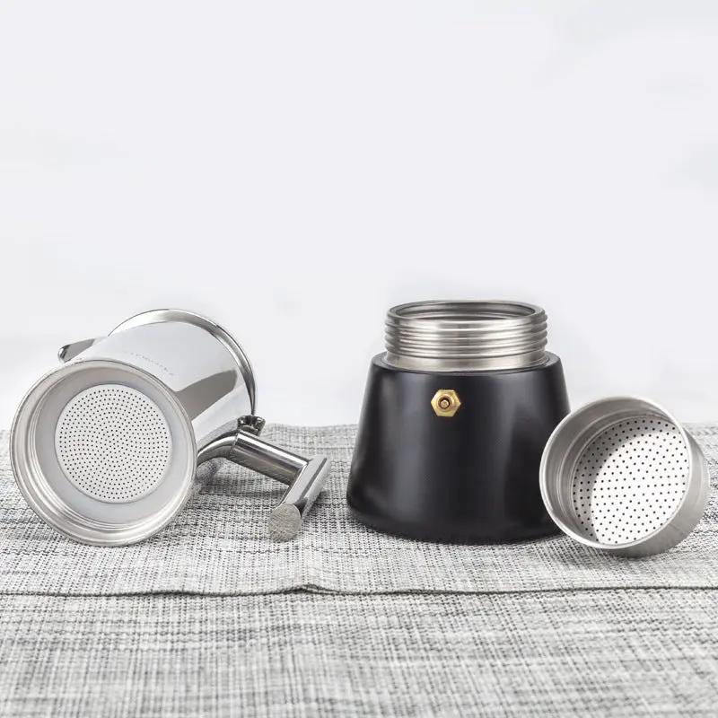 Stainless Steel Induction Moka Pot 4-6 Cup Espresso Maker Durable