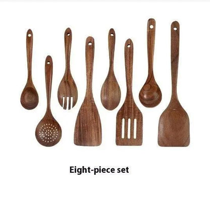 Teak Wood Kitchen Utensil Set Spoon Ladle Turner Durable Eco-Friendly