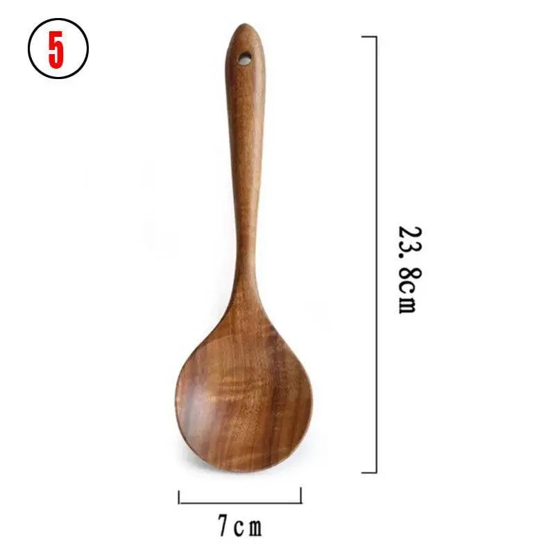 Teak Wood Kitchen Utensil Set Spoon Ladle Turner Durable Eco-Friendly