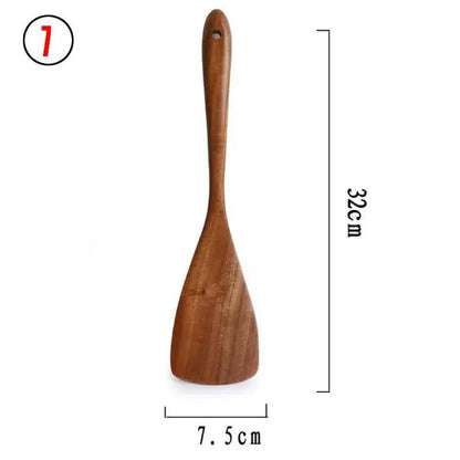 Teak Wood Kitchen Utensil Set Spoon Ladle Turner Durable Eco-Friendly