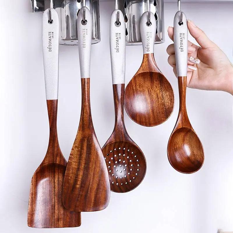 Teak Lacquer Kitchen Utensils Japanese-Style Soup Spoon Vegetable Shovel
