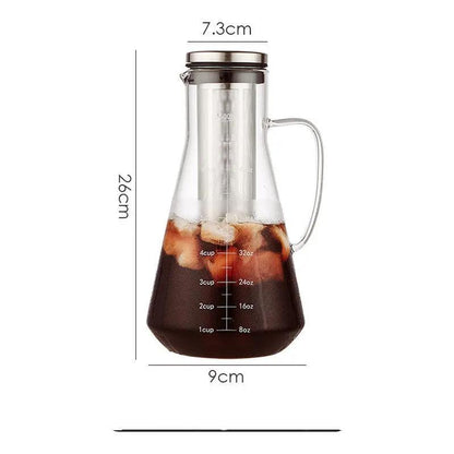 Glass Cold Brew Filter Pot 1000ml 1500ml Leakproof Cold Coffee Maker