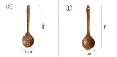 Teak Wood Kitchen Utensil Set Spoon Ladle Turner Durable Eco-Friendly