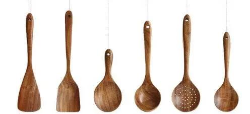 Teak Wood Kitchen Utensil Set Spoon Ladle Turner Durable Eco-Friendly
