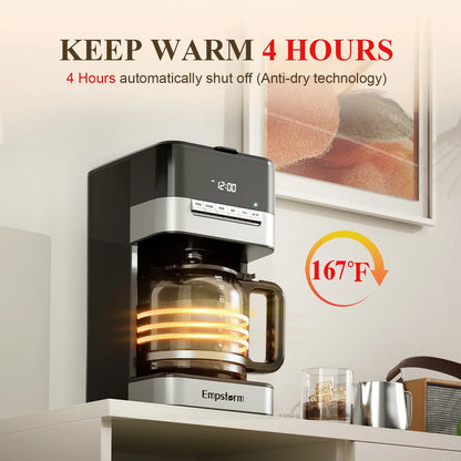 Empstorm 1.8L Programmable Drip Coffee Maker 12-Cup BPA-Free