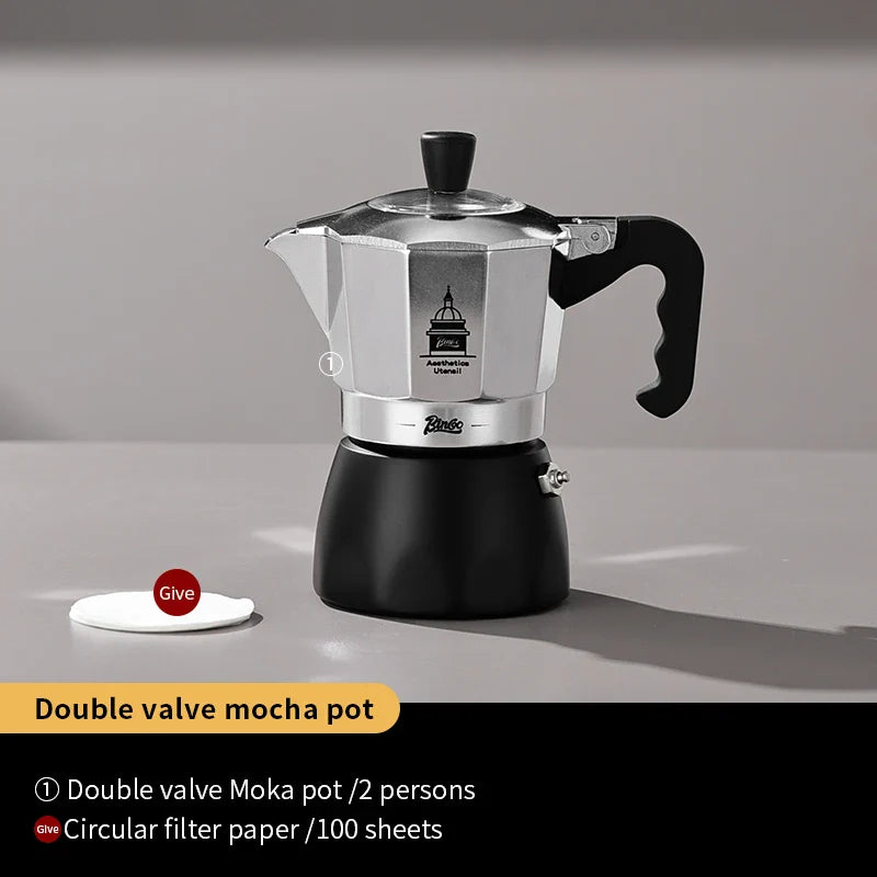 200ml Dual Valve Moka Pot Portable Espresso Maker for Travel