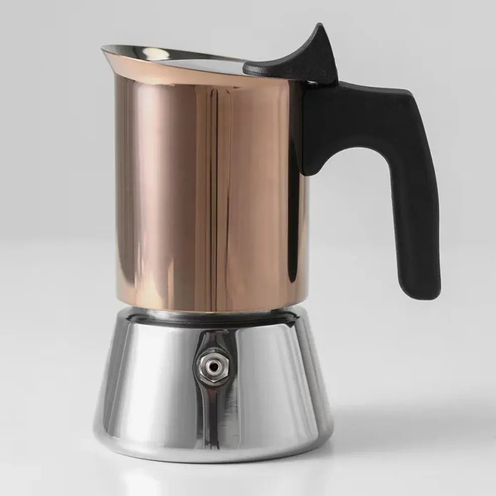 Gold Stainless Steel Moka Pot 4-6 Cup Espresso Maker Induction Ready