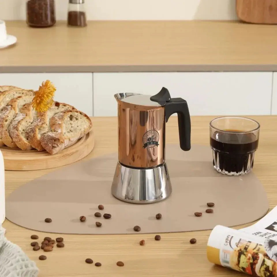 Gold Stainless Steel Moka Pot 4-6 Cup Espresso Maker Induction Ready
