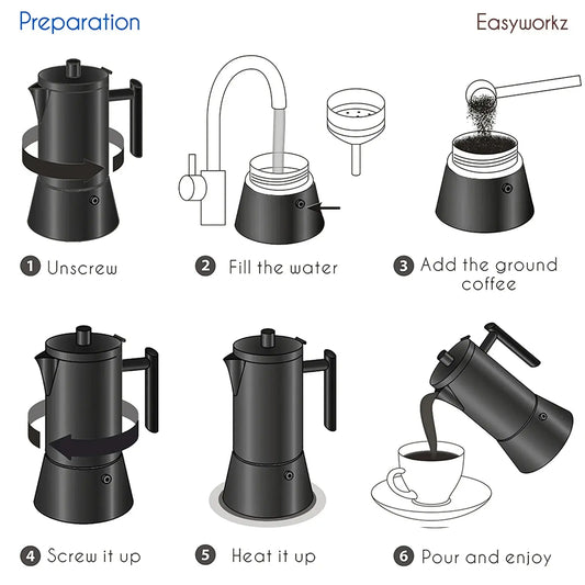 Easyworkz Stainless Steel Moka Pot Induction Espresso Maker Durable