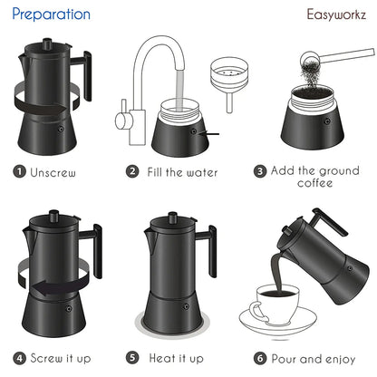 Diego Stainless Steel Induction Moka Pot Italian Espresso Maker
