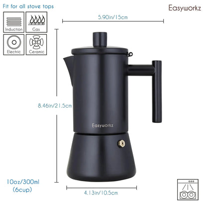 Diego Stainless Steel Induction Moka Pot Italian Espresso Maker