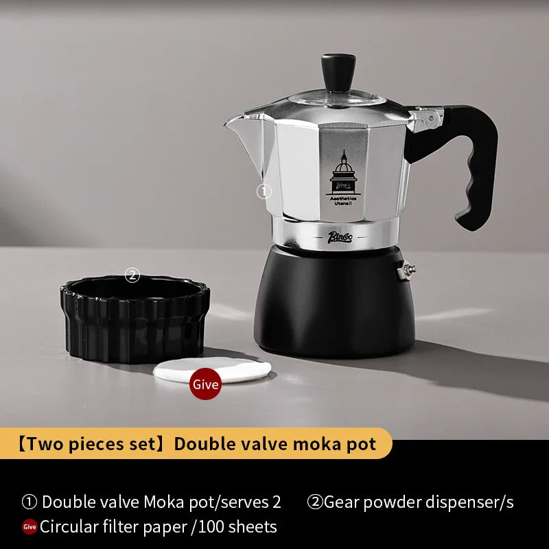 200ml Dual Valve Moka Pot Portable Espresso Maker for Travel