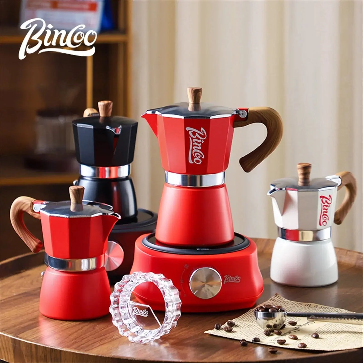 BINCOO 300ml Aluminum Moka Pot 6-Cup Espresso Maker Stove Top Coffee