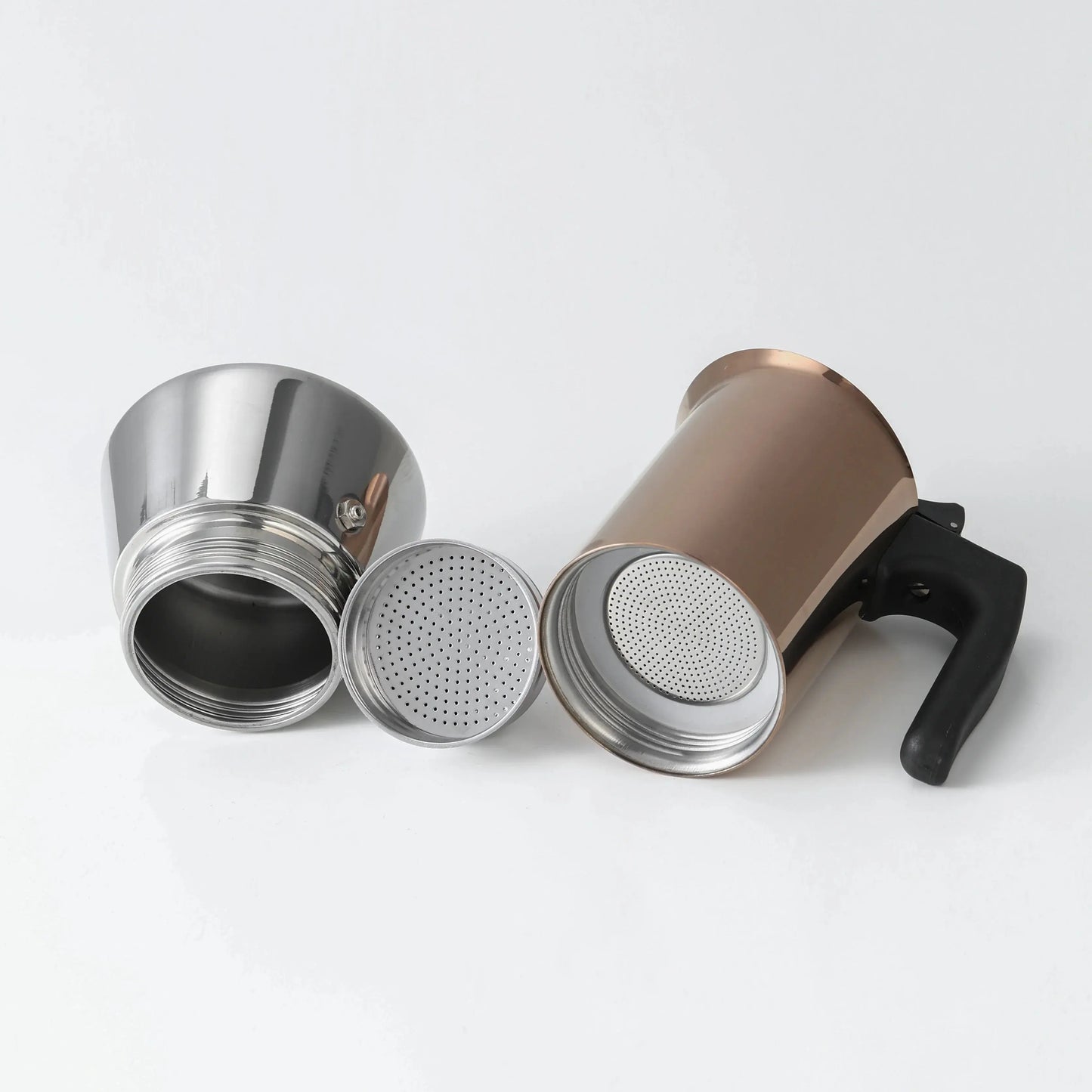 Gold Stainless Steel Moka Pot 4-6 Cup Espresso Maker Induction Ready