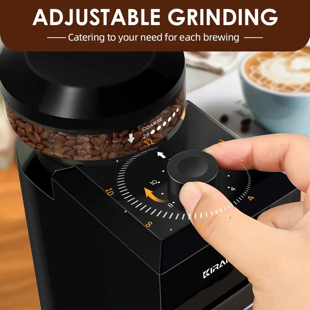 28-Setting Electric Burr Coffee Grinder with Adjustable Dosing and Micro Grind Control