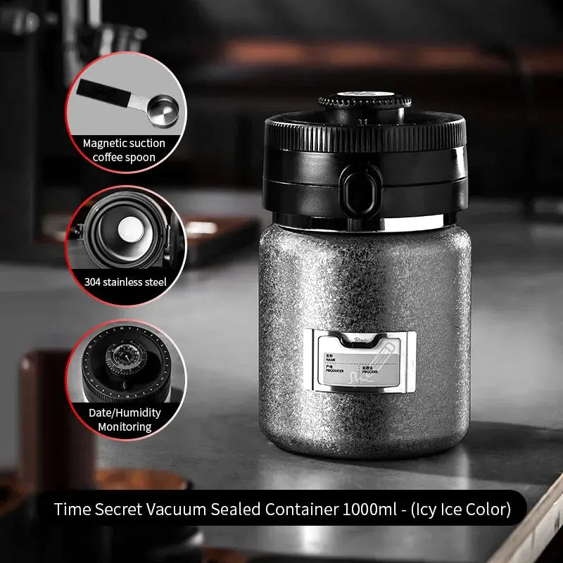Bincoo Vacuum Coffee Canister 1000ml Stainless Steel Airtight Storage Container