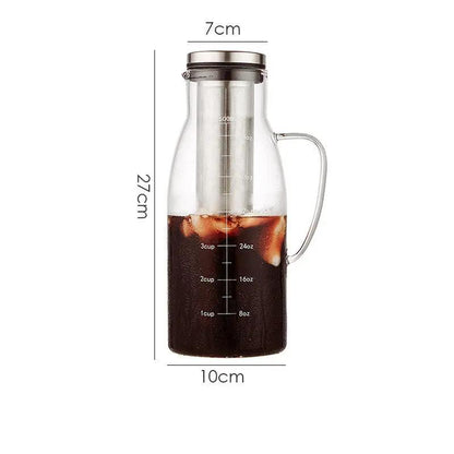 Glass Cold Brew Filter Pot 1000ml 1500ml Leakproof Cold Coffee Maker