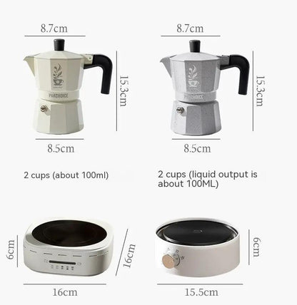 Aluminum Double Valve Moka Pot 2-Cup Compact Stovetop Espresso Maker