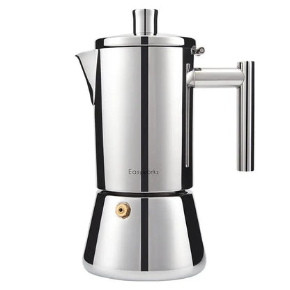Stainless Steel Induction Moka Pot 4-6 Cup Espresso Maker Durable