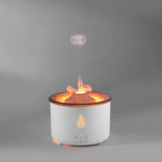 White flameless candle with subtle fire effect on a gray background