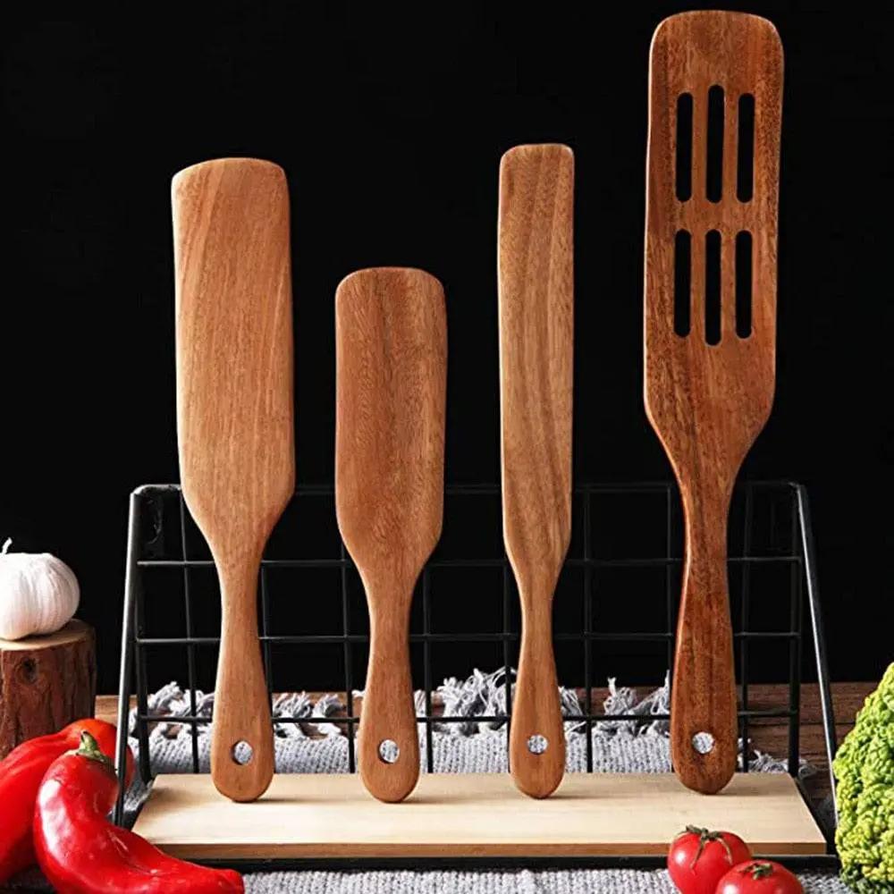 Teak Wooden Cooking Set 7-Piece Eco-Friendly Kitchen Utensils