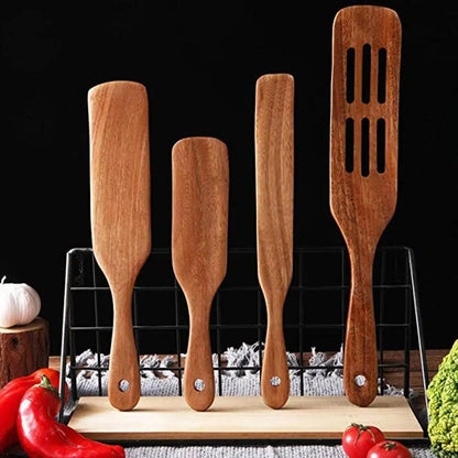 Teak Wooden Cooking Set 7-Piece Eco-Friendly Kitchen Utensils