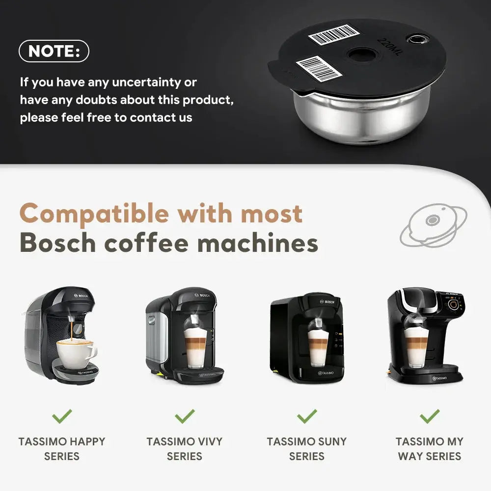Coffee pod compatible with most Bosch coffee machines on a white background
