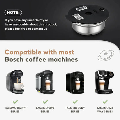 Coffee pod compatible with most Bosch coffee machines on a white background