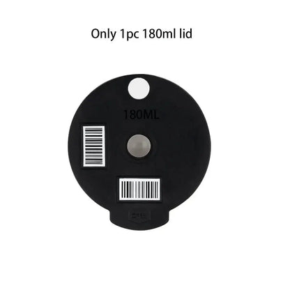 Black lid with '180ML' and barcode labels on a white background